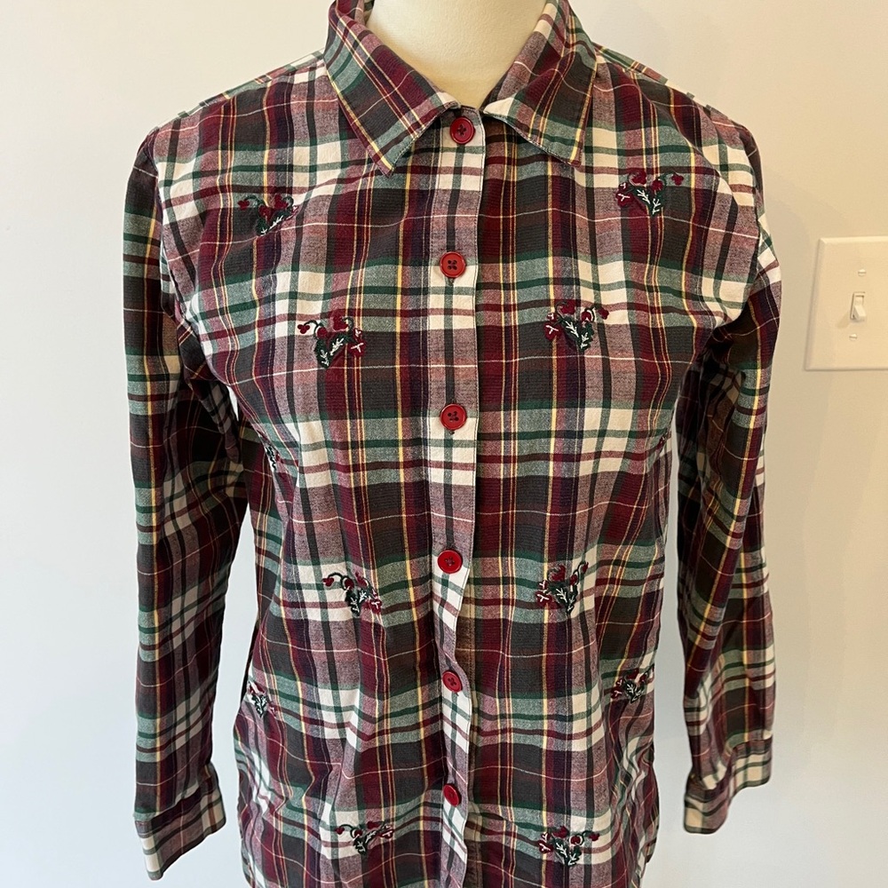 Plaid Button-Up Shirt westbound embroidered